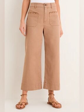Tuckernuck Scallop-Pocket Truffle Brown Chino Wide Leg Davis Pants